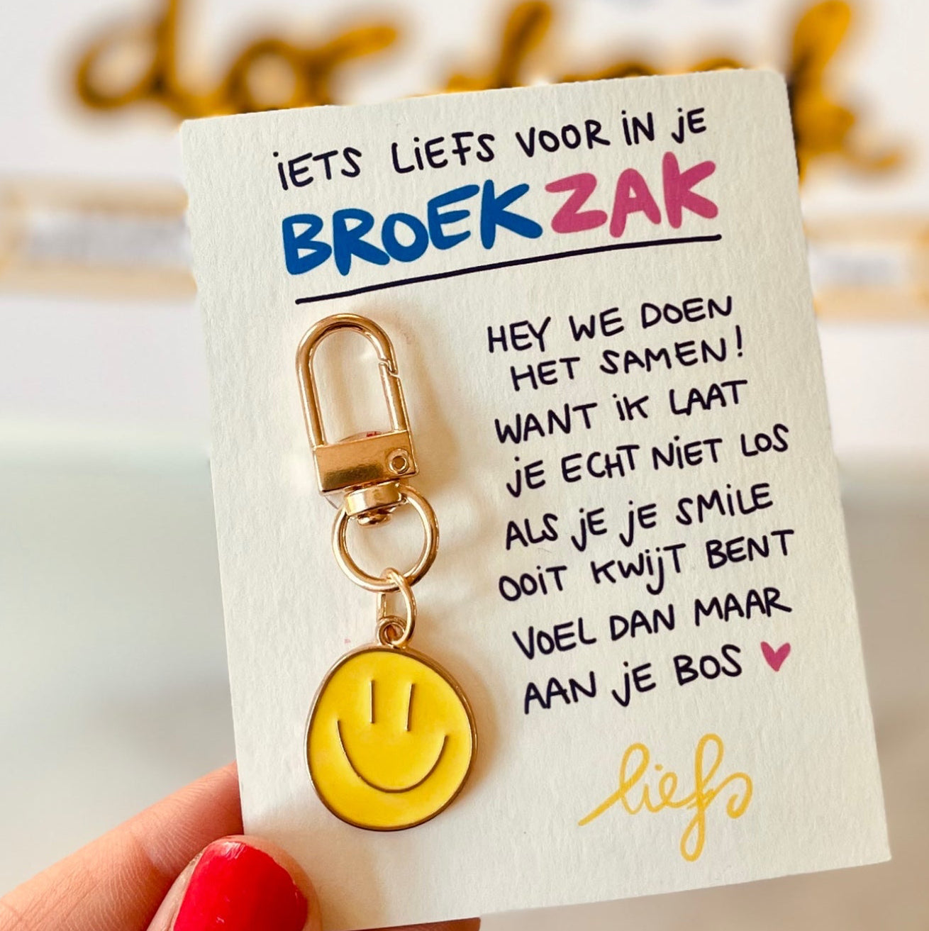 💕 Liefs in je broekzak / mini-gelukskaartje met sleutelhanger