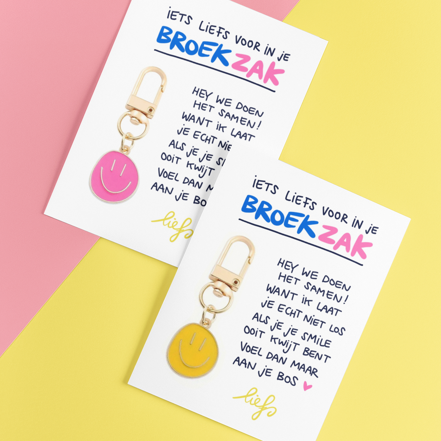 💕 Liefs in je broekzak / mini-gelukskaartje met sleutelhanger